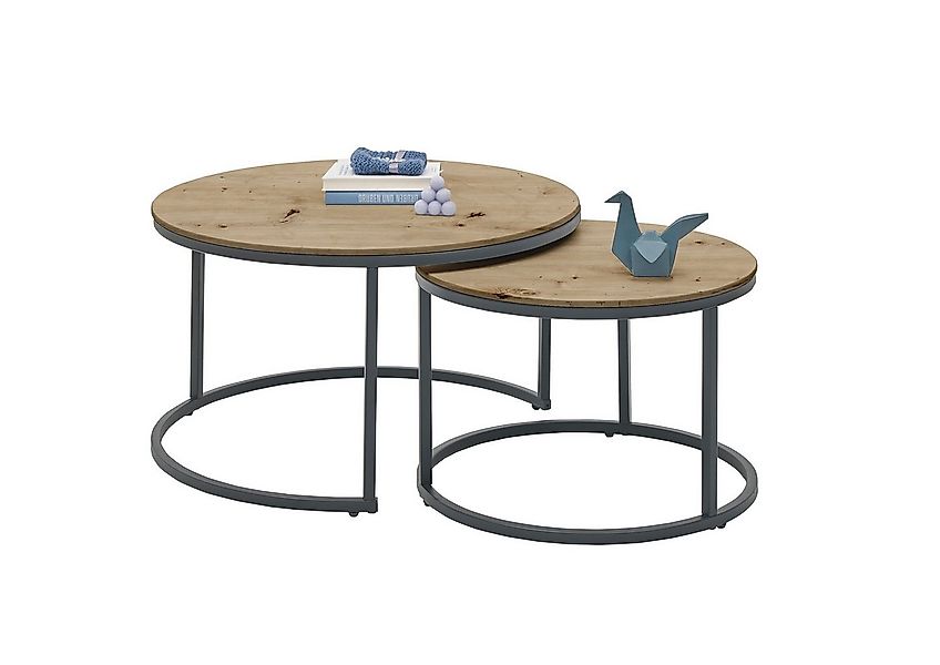 PREISBRECHER Satztisch Gino 2 (2er Set), (2er Set) in Eiche Dekor, schwarz, günstig online kaufen