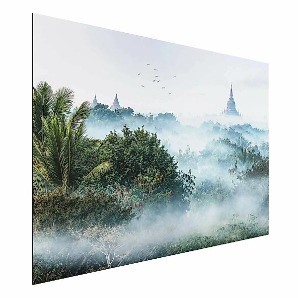 Alu-Dibond Bild Morgennebel über dem Dschungel von Bagan günstig online kaufen