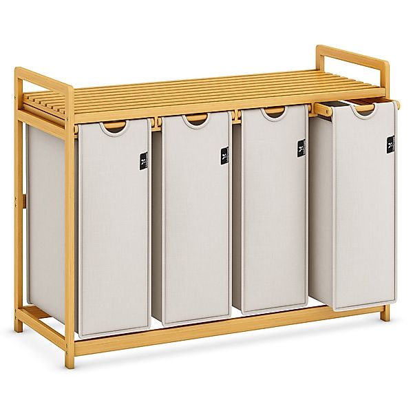 AdelDream Wäschekorb mit Bambusrahmen,200 l, 4 günstig online kaufen