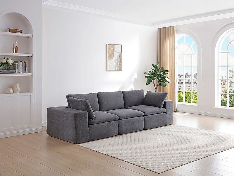 3-Sitzer Sofa modulbar - Stoff Anthrazitgrau - CORTOLINE günstig online kaufen