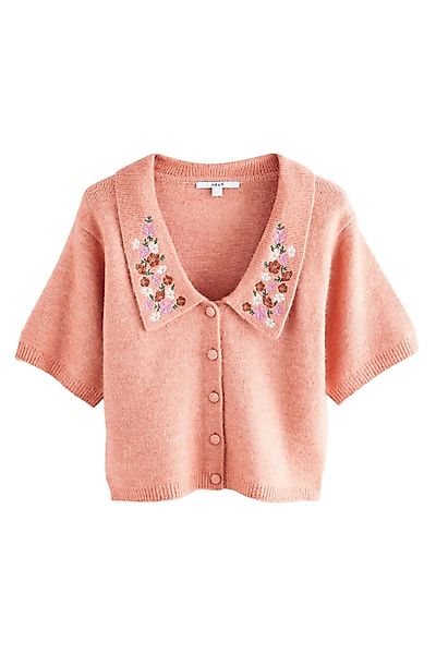 Next Kurzarmpullover Kurzarm-Strickjacke mit Blumenstickereien (1-tlg) günstig online kaufen