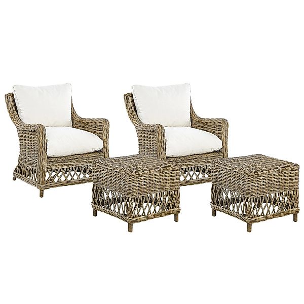Beliani Sessel Naturfarben Beige Weiss 70x66x78 günstig online kaufen