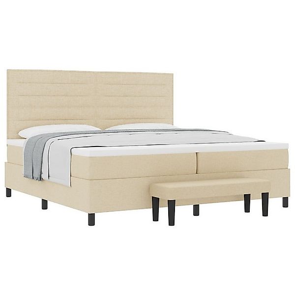 vidaXL Bett Boxspringbett mit Matratze & Bank Creme 200x200 cm Stoff (2-tlg günstig online kaufen