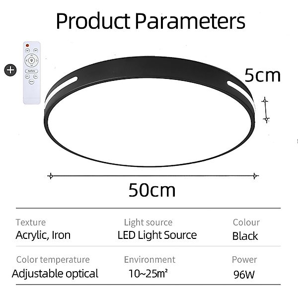 Natsen Deckenleuchte Runde LED Flache Deckenlampe, Dimmfunktion, 96W, Schwa günstig online kaufen