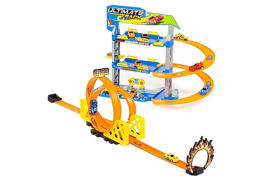 MOLTO Spiel-Parkgarage Autorennbahn mit Doppelloopingbahn inkl. 2 Pullback- günstig online kaufen