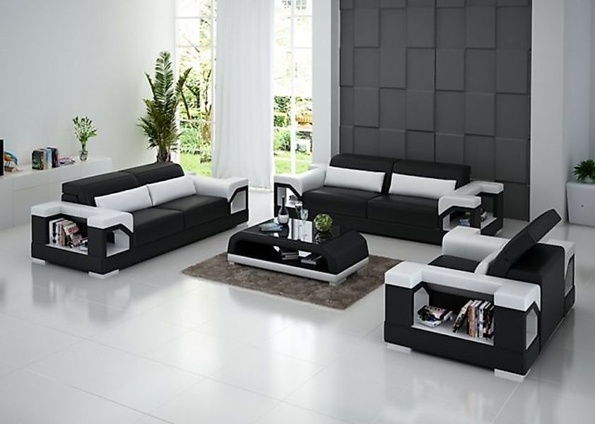 JVmoebel Sofa Ledersofa Couch Sofagarnitur Set 3+2+1 Sitzer Garnitur Design günstig online kaufen