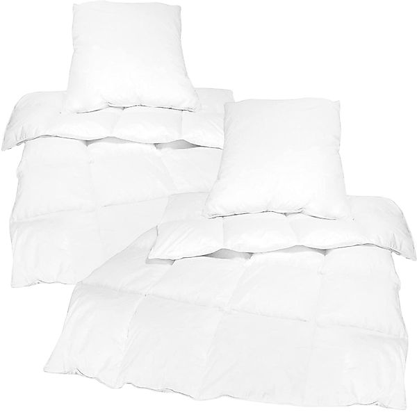 NYVI Feder-/Daunenbettdecke + Kopfkissen Bettenset 4teilig - 2x Bettdecke 1 günstig online kaufen