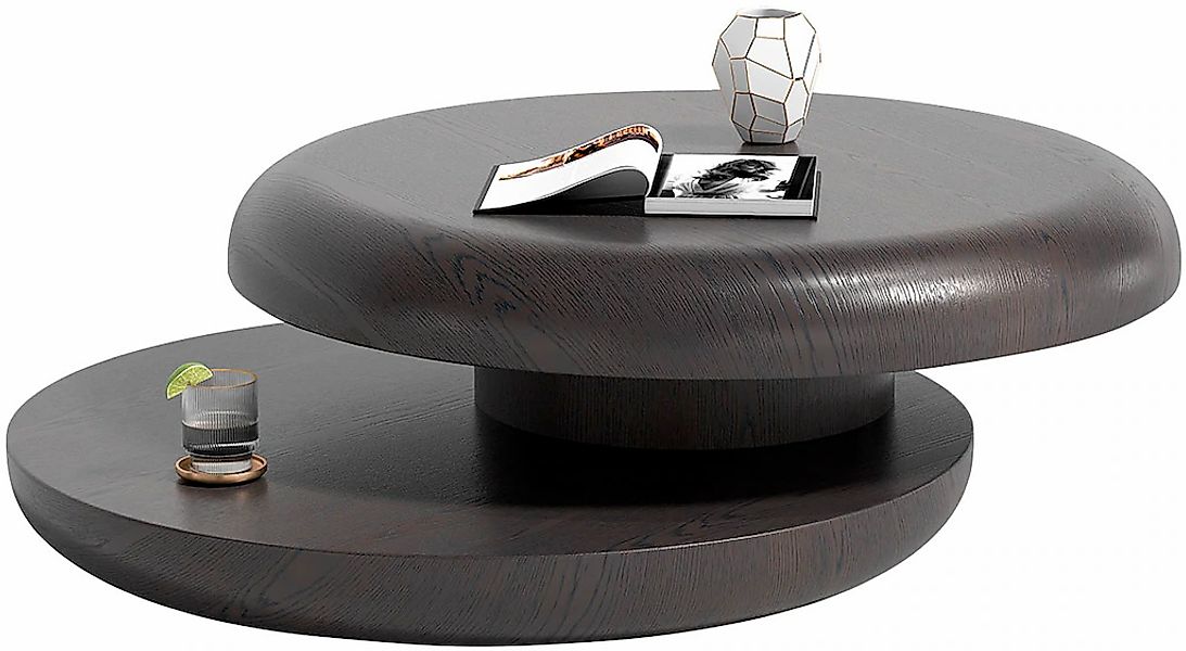 SalesFever Couchtisch "drehbar - runder Design-Wohnzimmertisch aus Holz" 1 günstig online kaufen