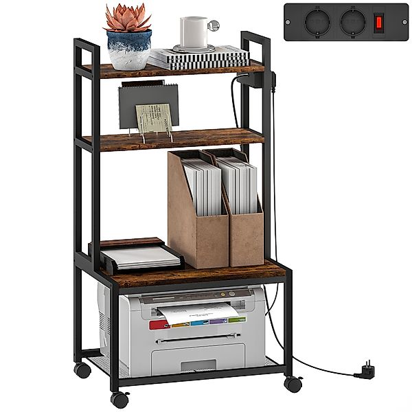HOMCOM Druckerständer mit 4 Ebenen, Steckdosen, rollen und Regalen, Metallg günstig online kaufen