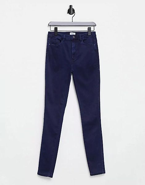 Only – Royal – Eng geschnittene Jeans mit hoher Taille aus dunkelblauem Den günstig online kaufen