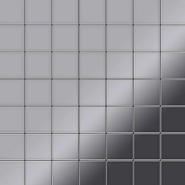 ALLOY Mosaik Fliese Massiv Metall Edelstahl Hochglänzend Grau 1,6mm Stark A günstig online kaufen