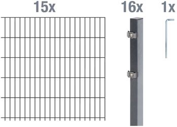 Alberts Doppelstabmattenzaun Grundset, (Set), Höhe: 80-160 günstig online kaufen