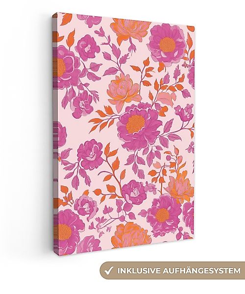 OneMillionCanvasses® Leinwandbild Florales Muster - Rosa günstig online kaufen