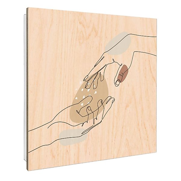 Banjado Schlüsselkasten mit Holzfront 30x30cm Weiß Scharnier Links 50 Haken günstig online kaufen