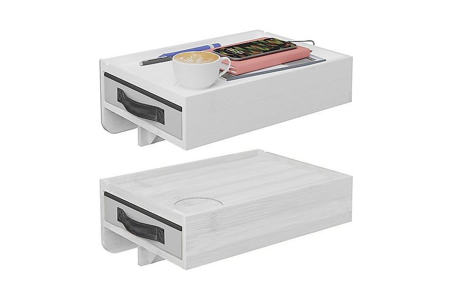 relaxdays Nachttisch Klemmbarer Nachttisch aus Bambus 2er Set, weiß günstig online kaufen