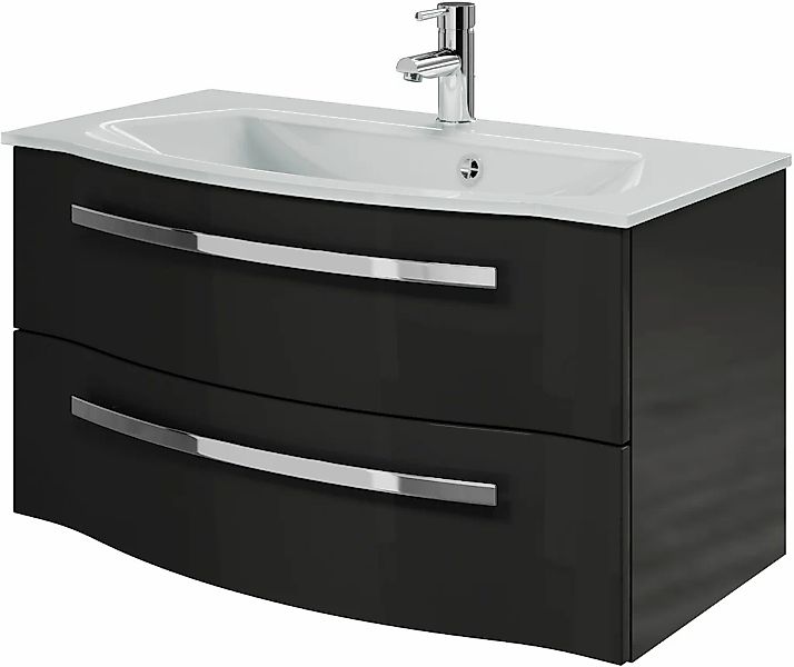 Saphir Badmöbel-Set "Serie 4005, vormontiert, Glaswaschbecken, Spiegelschra günstig online kaufen
