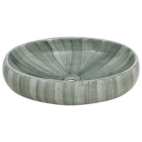 vidaXL Waschbeckenschrank Aufsatzwaschbecken Grün Oval 59x40x15 cm Keramik günstig online kaufen