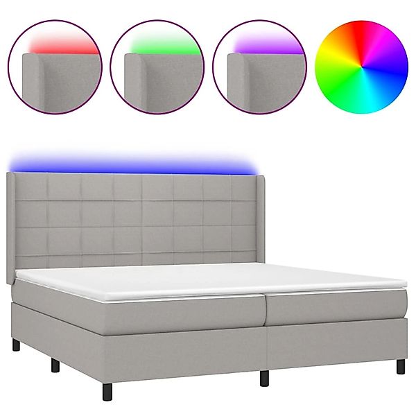 vidaXL Boxspringbett mit Matratze & LED Hellgrau 200x200 cm Stoff 3138341 günstig online kaufen