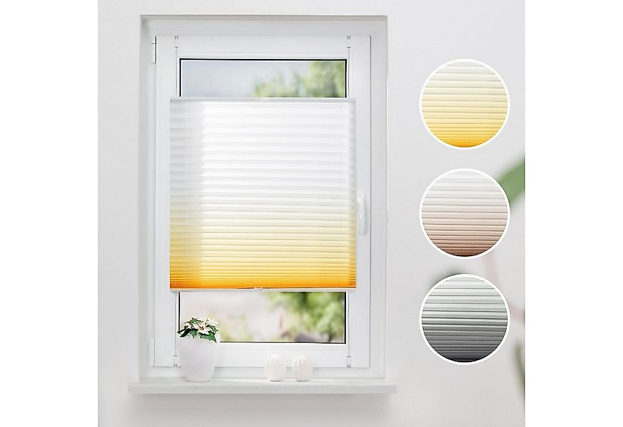 K-HOME Plissee Farbverlauf Sunrise, Lichtschutz, ohne Bohren, verspannt, Kl günstig online kaufen