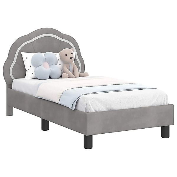 vidaXL Kinderbettgestell mit Kopfteil Hellgrau 70 x 140 cm Samt 42010894 günstig online kaufen
