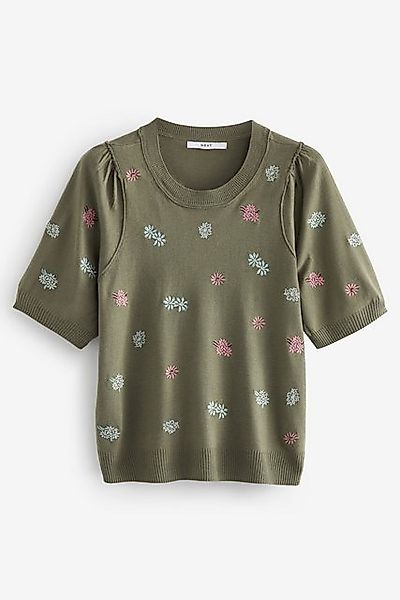 Next T-Shirt Kurzärmliger Pullover mit Rundhalsausschnittt günstig online kaufen