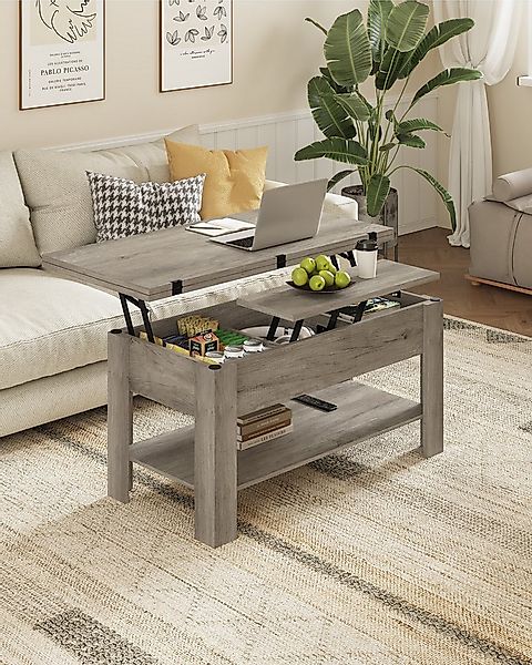 MSMASK Couchtisch Höhenverstellbarer Kaffeetisch mit Verstecktem Stauraum, günstig online kaufen