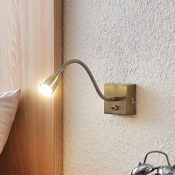 Lindby Jolka LED-Leselicht, Schalter, altmessing günstig online kaufen
