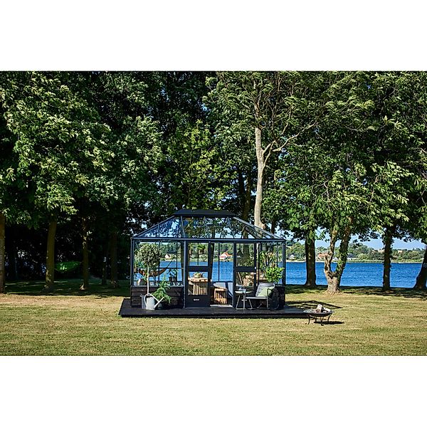 Juliana Gewächshaus Grand Oase auf Mauer 13 m² Anthrazit günstig online kaufen