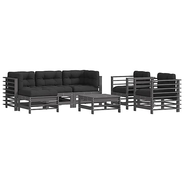 vidaXL 7-tlg Garten-Lounge-Set mit Kissen Grau Massivholz Modell 4 günstig online kaufen