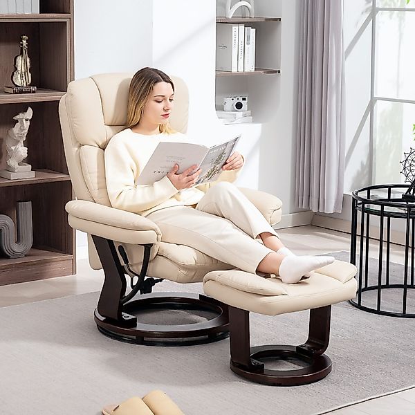 HOMCOM Relaxsessel 360° Drehbarer mit Liegefunktion für Wohnzimmer Cremewei günstig online kaufen