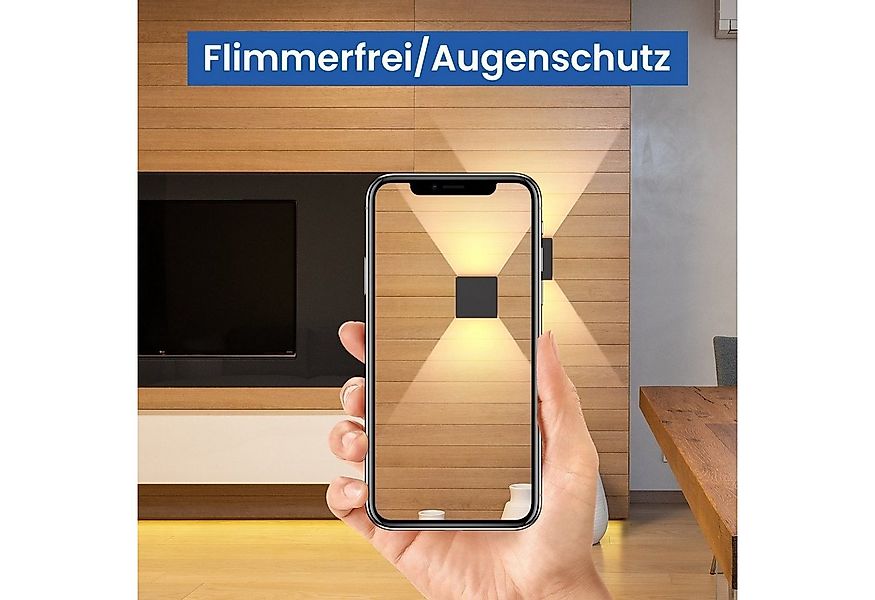 Nettlife Wandleuchte Innen & Aussen LED Wandlampe Schwarz 3000K Metal 1ER 2 günstig online kaufen