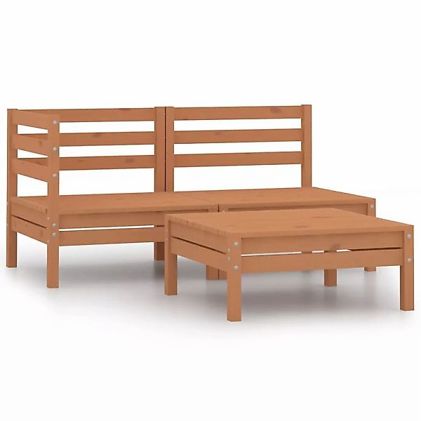 3-tlg. Garten-lounge-set Massivholz Kiefer Honigbraun günstig online kaufen