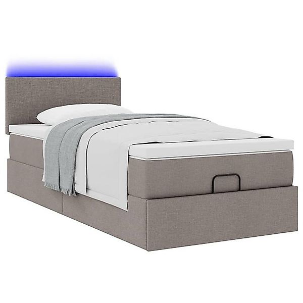 vidaXL Bett Ottoman-Bett mit Matratze & LEDs Taupe 90x200 cm Stoff günstig online kaufen