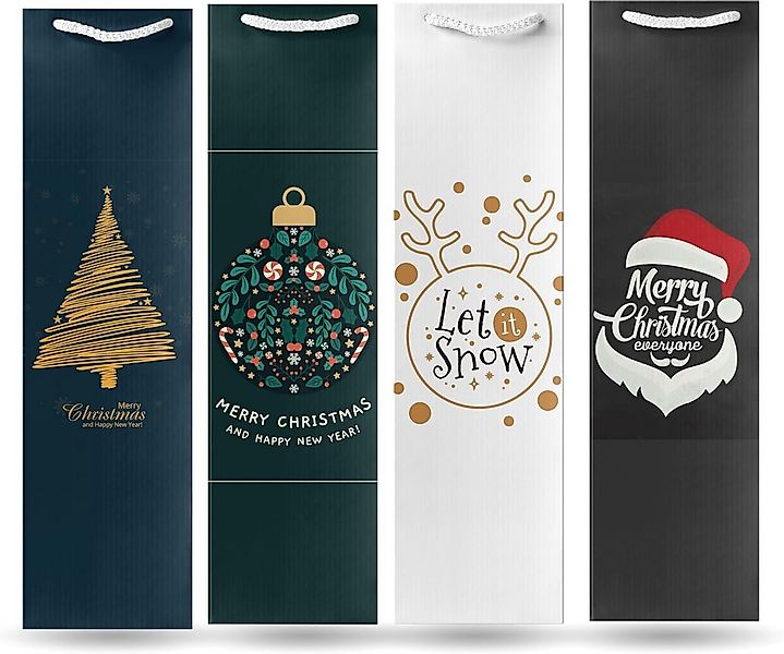 MerryXmas Aufbewahrungsbox 12x Flaschentüten für Weihnachten - Bottle Bag - günstig online kaufen