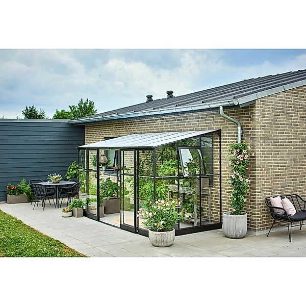Halls Gewächshaus Qube Lean To Qube Lean-to 6 Schwarz 7,1 m² günstig online kaufen