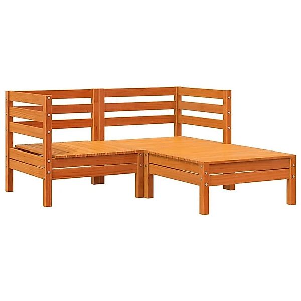vidaXL Gartensofa 2-Sitzer mit Hocker Wachsbraun Massivholz Kiefer 838023 günstig online kaufen