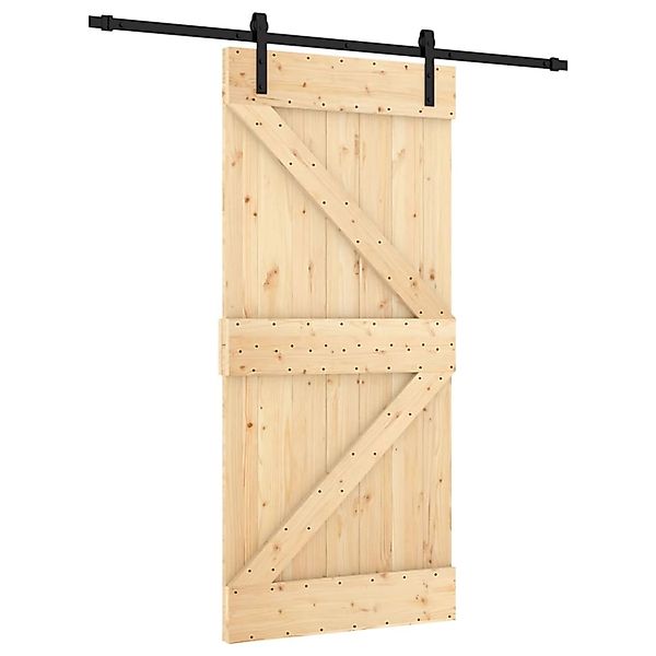 vidaXL Schiebetür mit Beschlag 95x210 cm Massivholz Kiefer 3202985 günstig online kaufen