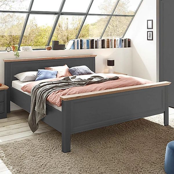 Doppelbett Liegefläche 180x200 cm Graphit mit Eiche JÜLICH-77 günstig online kaufen