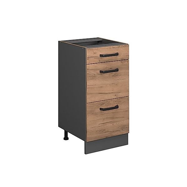 Vicco Küchenunterschrank R-Line Goldkraft Eiche/Anthrazit 40 cm mit Schubla günstig online kaufen
