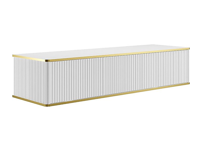 Waschbeckenunterschrank hängend - 2 Schubladen - Streifenoptik - Goldfarben günstig online kaufen