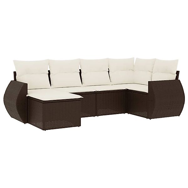 vidaXL 6-Tlg Garten-Sofagarnitur mit Kissen Braun Poly Rattan 3254000 günstig online kaufen