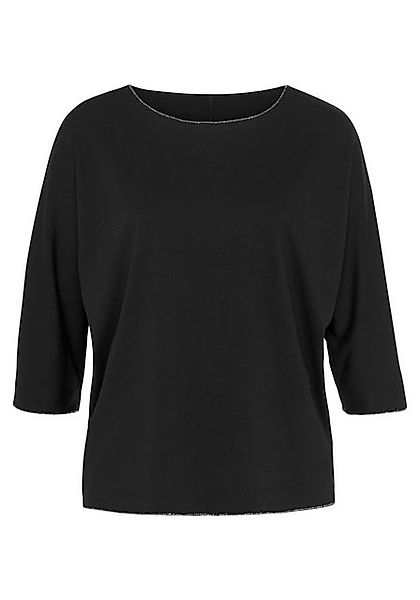 LASCANA Rundhalsshirt mit eleganten Glitzerabschlüssen aus pflegeleichter Q günstig online kaufen