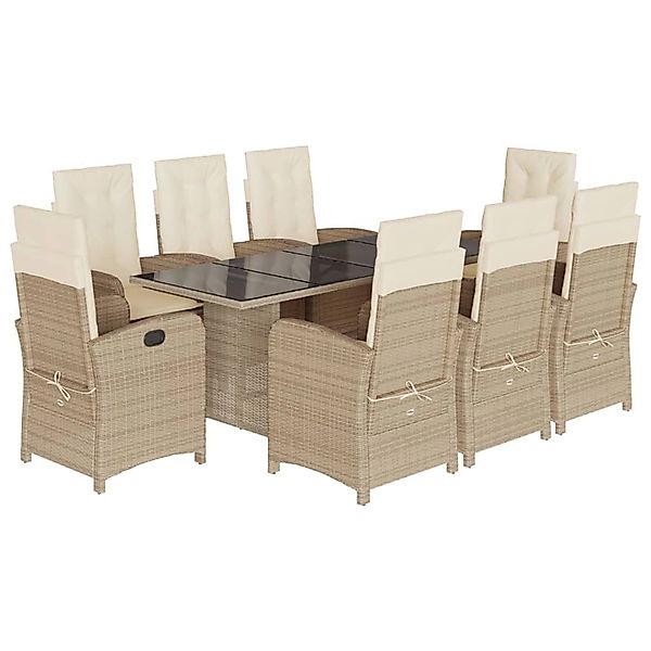 vidaXL 9-Tlg Garten-Essgruppe mit Kissen Beige Poly Rattan 3212261 günstig online kaufen