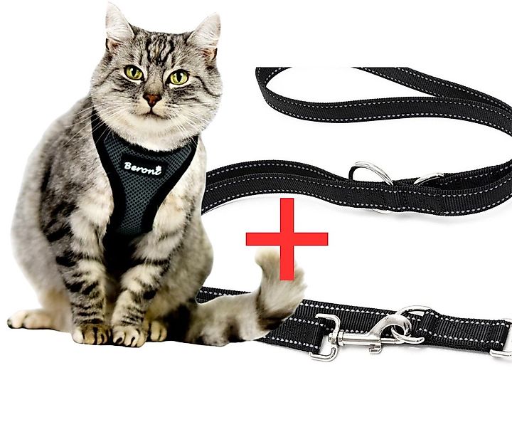 Beroni Geschirr Katzengeschirr Kitten Babykatzen grau verstellbar, Leine se günstig online kaufen