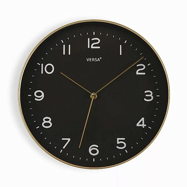 Wanduhr Versa Schwarz Golden Pu (30,5 X 4,3 X 30,5 Cm) günstig online kaufen