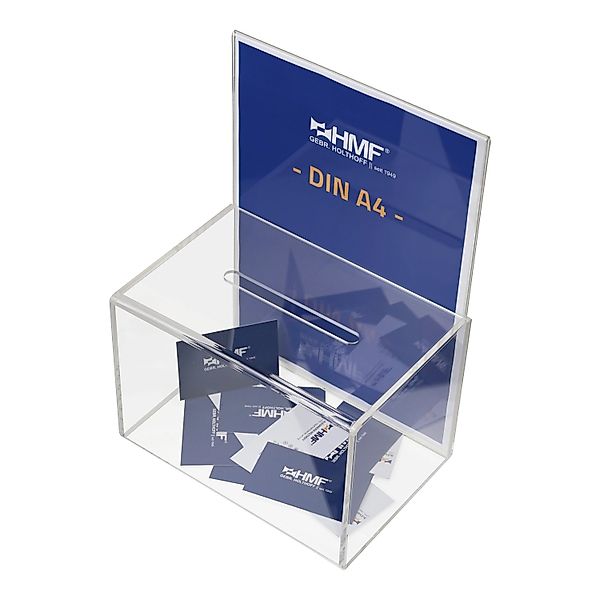 HMF 46916 Acryl Spendenbox Blatteinschub 22 x 15 x 15 cm DIN A4 Transparent günstig online kaufen