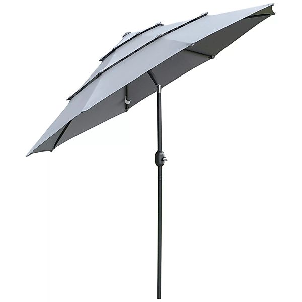 Outsunny 2,6 m Sonnenschirm mit 3-stufigem Dach Handkurbel Terrassenschirm günstig online kaufen