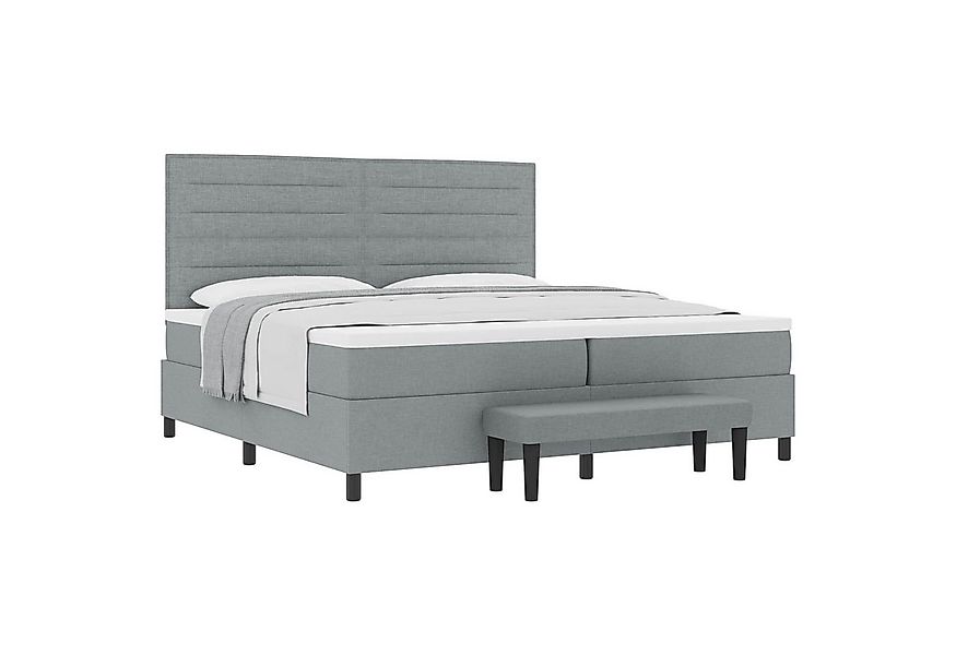 vidaXL Bett Boxspringbett mit Matratze Hellgrau 200 x 200 cm Stoff (1-tlg) günstig online kaufen