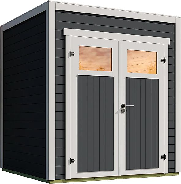 Weka Gartenhaus Batu 1 Flachdach Doppeltür Dark Grey 200 cm x 200 cm günstig online kaufen