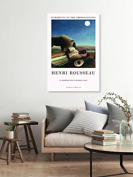 Poster / Leinwandbild - Henri Rousseau's: La Bohémienne Endormie - Ausstell günstig online kaufen